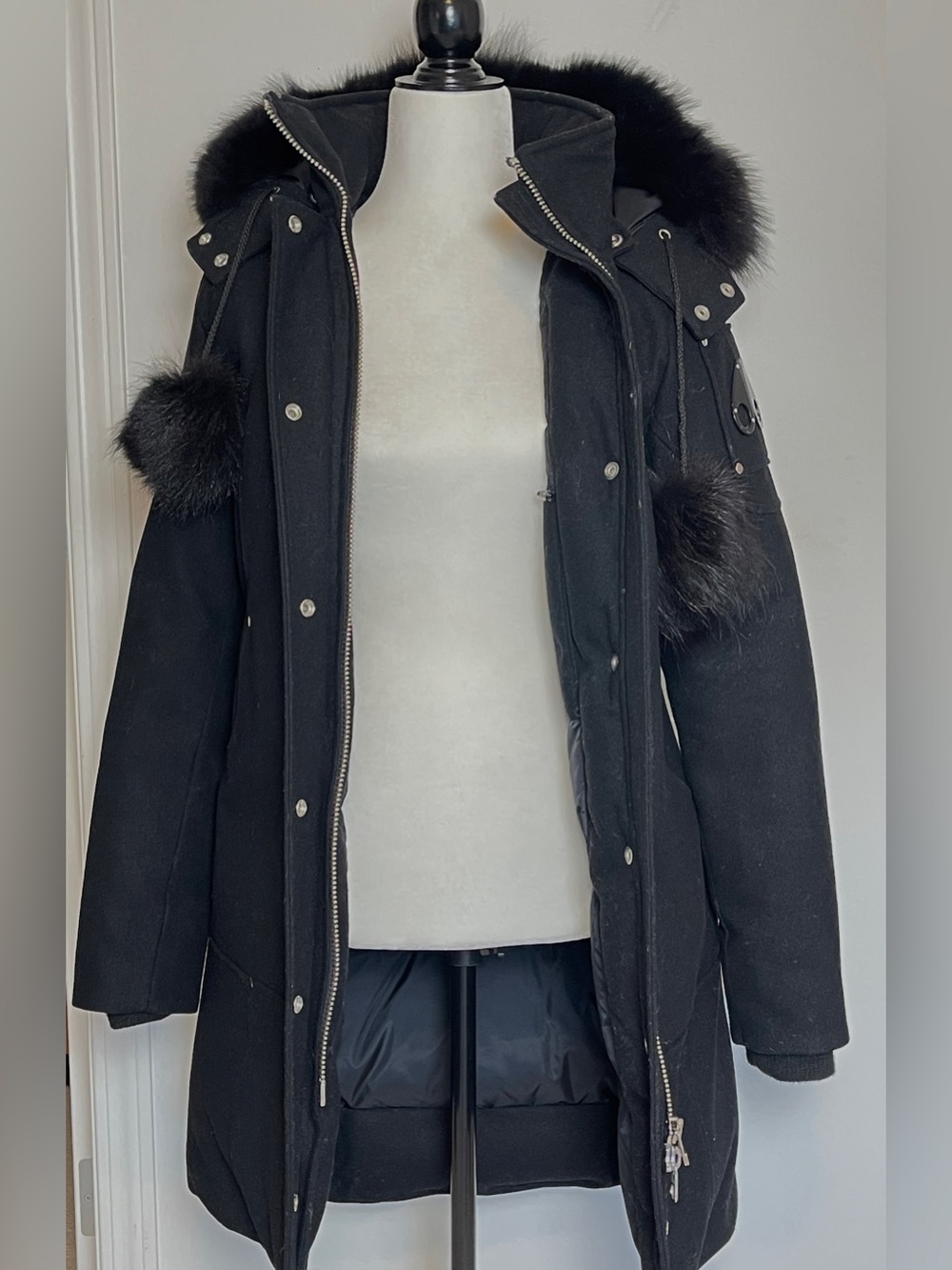 Vintage Moose Knuckles Black Women's Parka with Fur Trim
